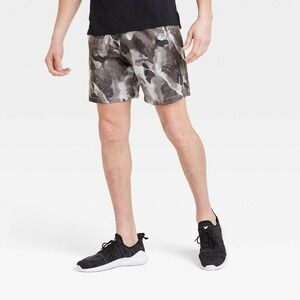 All in Motion Men's Unlined Run Shorts 7" Inseam, Gray‎ Camo, Size XL, NWT